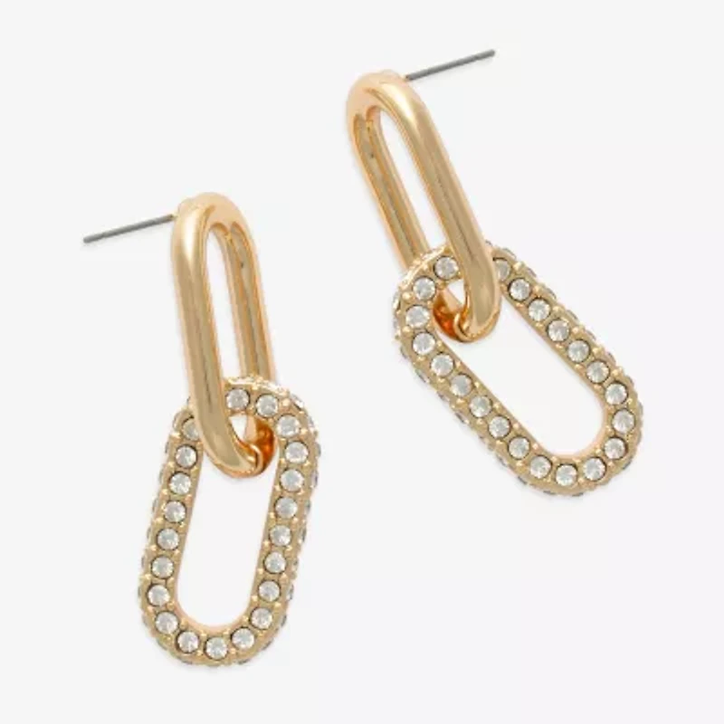 Bold Elements Gold Tone Womens Glass Drop Earrings