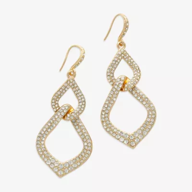 Bold Elements Gold Tone Womens Glass Drop Earrings