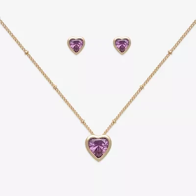 Mixit Womens Cubic Zirconia Heart Hypoallergenic 3-pc. Jewelry Set