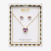 Mixit Womens Cubic Zirconia Heart Hypoallergenic 3-pc. Jewelry Set