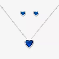 Mixit Womens Blue Cubic Zirconia Heart Hypoallergenic 3-pc. Jewelry Set