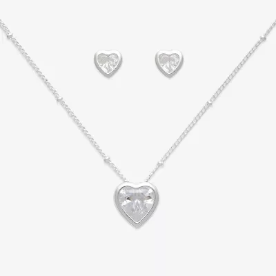 Mixit Womens Cubic Zirconia Heart Hypoallergenic 3-pc. Jewelry Set