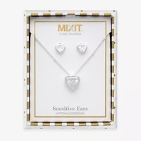 Mixit Womens Cubic Zirconia Heart Hypoallergenic 3-pc. Jewelry Set