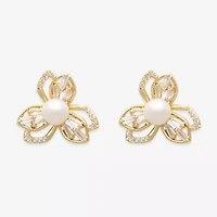 Mixit White Simulated Pearl 5mm Flower Stud Earrings