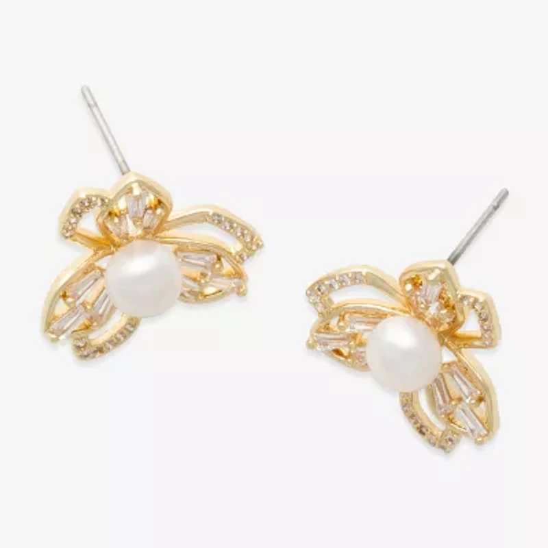 Mixit White Simulated Pearl 5mm Flower Stud Earrings