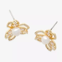 Mixit White Simulated Pearl 5mm Flower Stud Earrings
