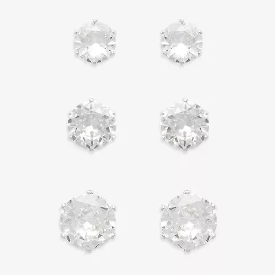 Mixit Womens Cubic Zirconia Hypoallergenic 3 Pair Earring Set