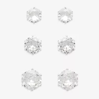Mixit Womens Cubic Zirconia Hypoallergenic 3 Pair Earring Set
