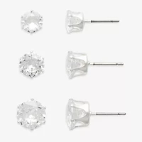 Mixit Womens Cubic Zirconia Hypoallergenic 3 Pair Earring Set
