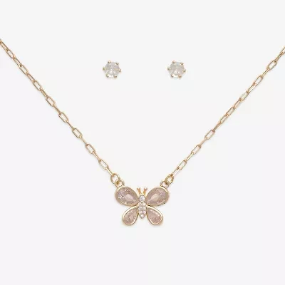 Mixit Womens Cubic Zirconia Butterfly Hypoallergenic 3-pc. Jewelry Set