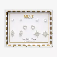 Mixit Womens Cubic Zirconia Heart Hypoallergenic 5 Pair Earring Set