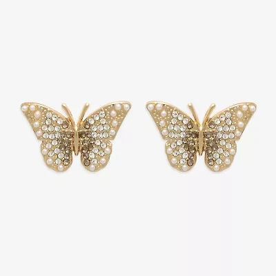 Mixit Glass 26.4mm Butterfly Stud Earrings