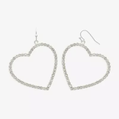 Mixit Womens Glass Heart Hypoallergenic Drop Earrings