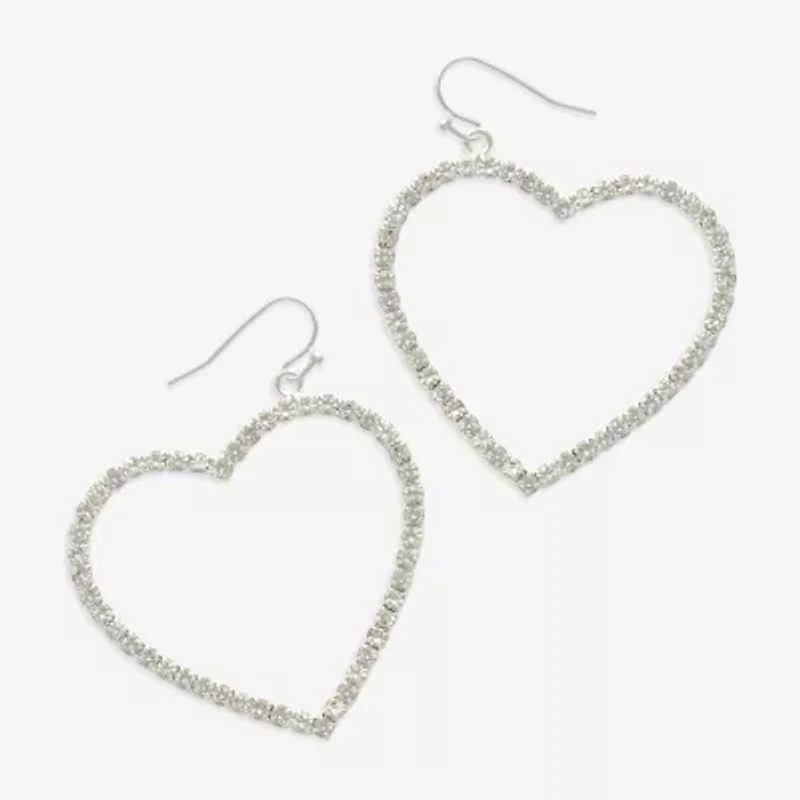 Mixit Womens Glass Heart Hypoallergenic Drop Earrings