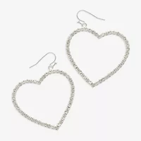 Mixit Womens Glass Heart Hypoallergenic Drop Earrings