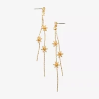 Mixit Gold Tone Linear Womens Cubic Zirconia Flower Drop Earrings