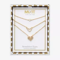 Mixit Womens Cubic Zirconia Stainless Steel Hypoallergenic 3-pc. Necklace Set