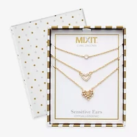 Mixit Womens Cubic Zirconia Stainless Steel Hypoallergenic 3-pc. Necklace Set