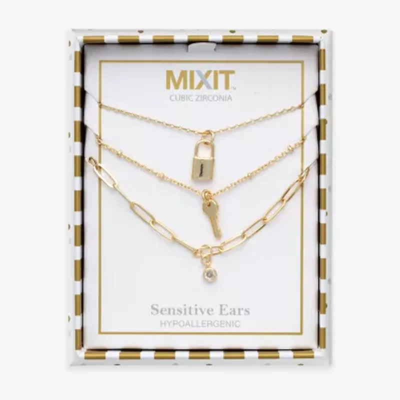 Mixit Womens Glass Hypoallergenic 3-pc. Necklace Set