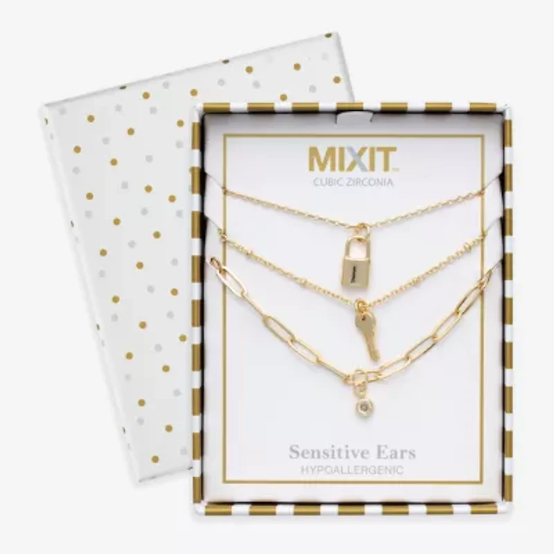 Mixit Womens Glass Hypoallergenic 3-pc. Necklace Set