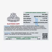 Signature By Modern Bride (H-I / Si1-Si2) Womens 2 CT. T.W. Lab Grown White Diamond 14K Gold Round Bridal Set