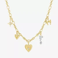 Diamond Addiction (G-H / Si2-I1) Womens 14K Gold Over Silver 15 Inch Link Chain Necklace