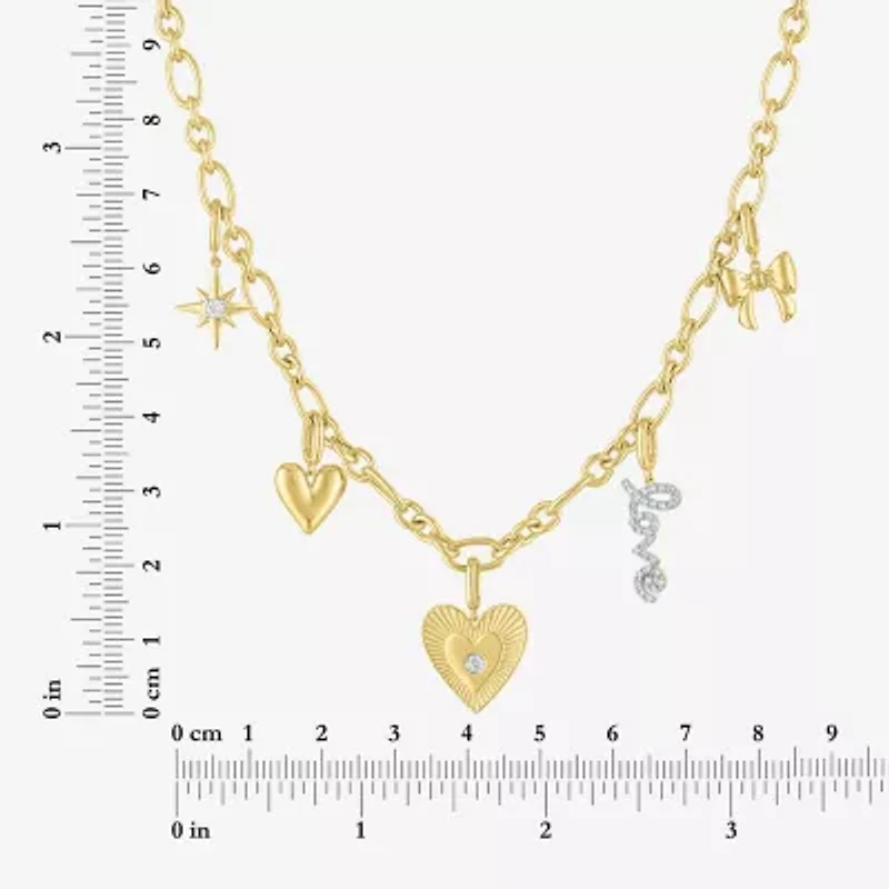 Diamond Addiction (G-H / Si2-I1) Womens 14K Gold Over Silver 15 Inch Link Chain Necklace
