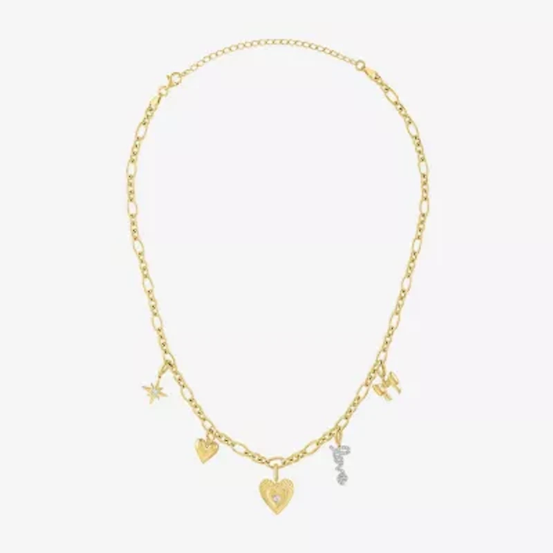 Diamond Addiction (G-H / Si2-I1) Womens 14K Gold Over Silver 15 Inch Link Chain Necklace