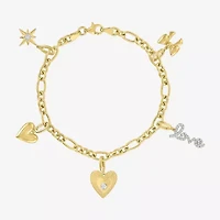 Diamond Addiction (G-H / Si2-I1) Womens 1/5 CT. Lab Grown White Diamond 14K Gold Over Silver Charm Bracelet