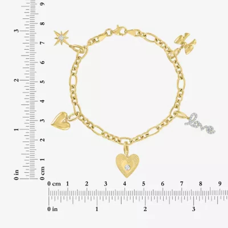 Diamond Addiction (G-H / Si2-I1) Womens 1/5 CT. Lab Grown White Diamond 14K Gold Over Silver Charm Bracelet