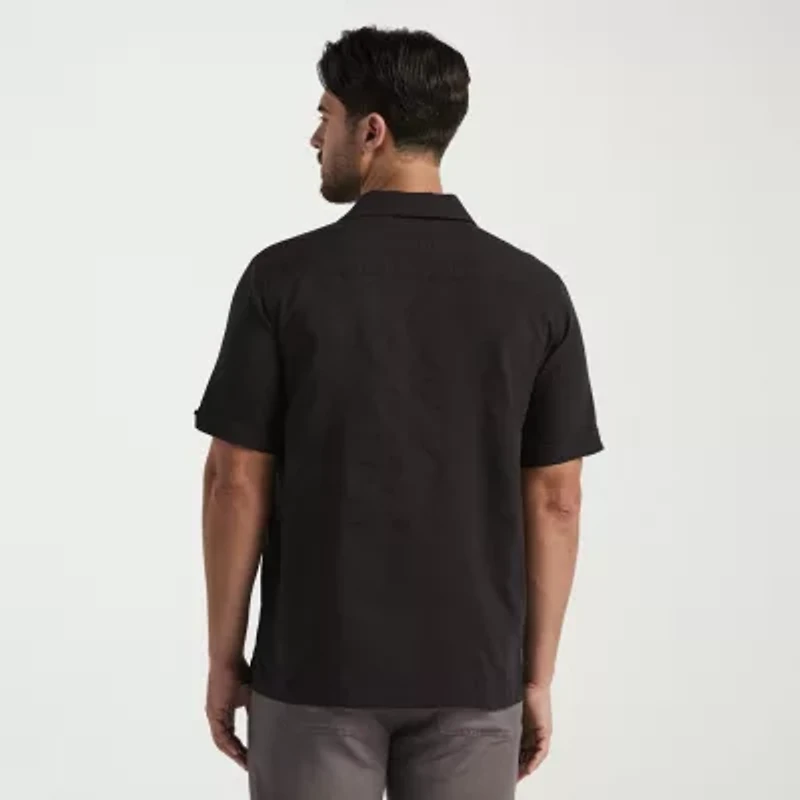 Cubavera Seersucker Texture Mens Short Sleeve Regular Fit Button-Down Shirt