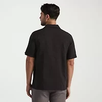 Cubavera Seersucker Texture Mens Short Sleeve Regular Fit Button-Down Shirt
