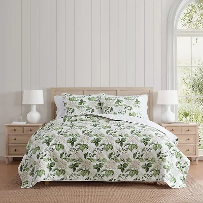 Martha Stewart Hydrangea Floral Easy Care Quilt Set