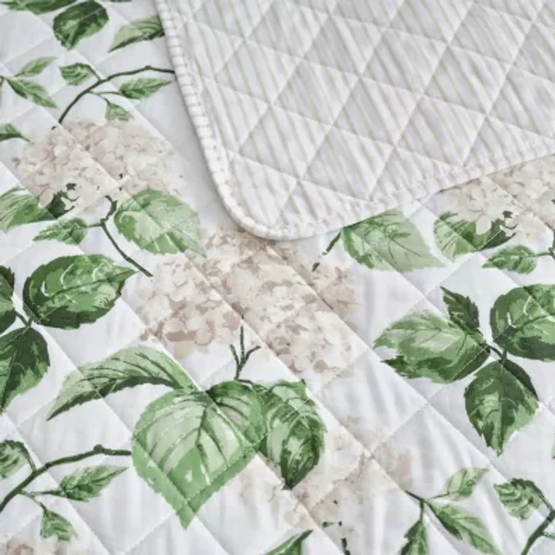 Martha Stewart Hydrangea Floral Easy Care Quilt Set