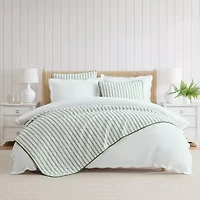 Martha Stewart Core Ticking Stripe Easy Care Quilt Set