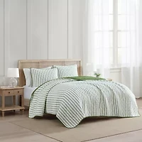 Martha Stewart Core Ticking Stripe Easy Care Quilt Set