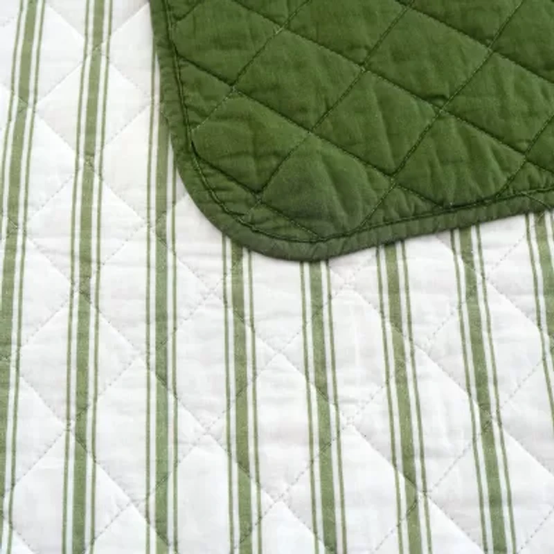 Martha Stewart Core Ticking Stripe Easy Care Quilt Set