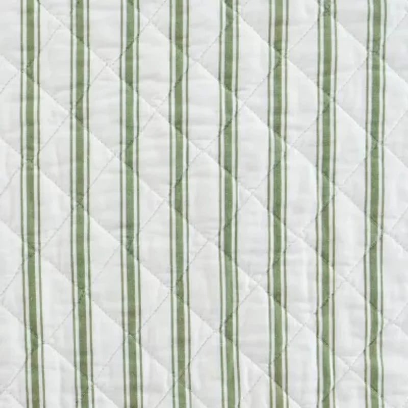 Martha Stewart Core Ticking Stripe Easy Care Quilt Set