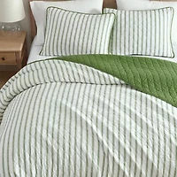 Martha Stewart Core Ticking Stripe Easy Care Quilt Set