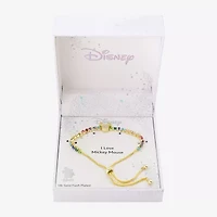 Disney Classics Womens Cubic Zirconia 10K Gold Over Brass Mickey Mouse Bolo Bracelet