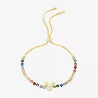 Disney Classics Womens Cubic Zirconia 10K Gold Over Brass Mickey Mouse Bolo Bracelet