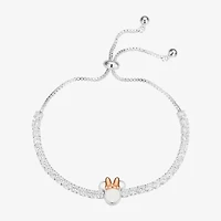 Disney Classics Womens Cubic Zirconia 14k Rose Gold Over Brass Minnie Mouse Bolo Bracelet