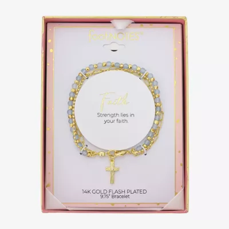 Footnotes Multi Strand Charm Womens Blue Quartz 10K Gold Over Brass Cross Strand Bracelet