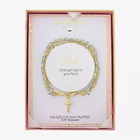 Footnotes Multi Strand Charm Womens Blue Quartz 10K Gold Over Brass Cross Strand Bracelet