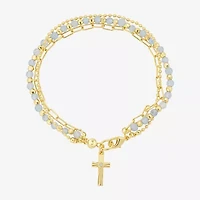 Footnotes Multi Strand Charm Womens Blue Quartz 10K Gold Over Brass Cross Strand Bracelet