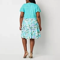 Perceptions Womens Plus Floral Jacket Dress