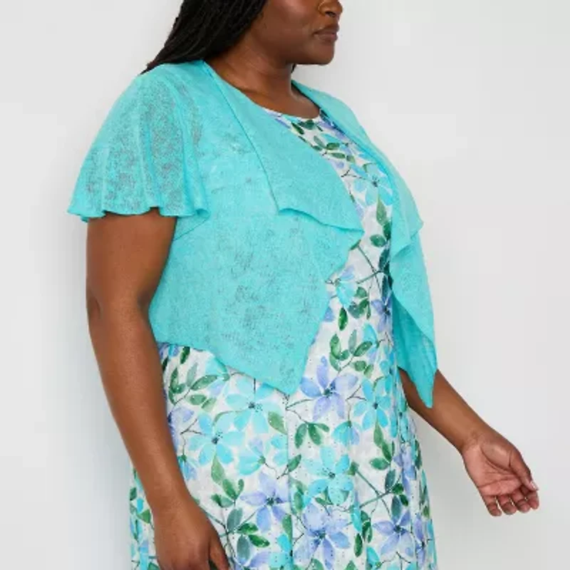 Perceptions Womens Plus Floral Jacket Dress