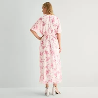 Studio 1 Womens Petite Short Sleeve Floral Maxi Dress