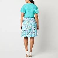 Perceptions Womens Petite Floral Jacket Dress