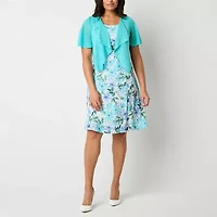 Perceptions Womens Petite Floral Jacket Dress